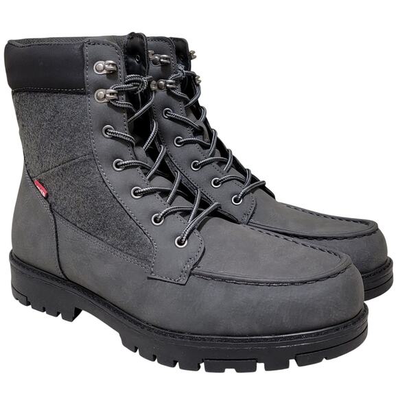 Levi's Men Arizona Moc Neo Combat Boots Size US 11M Charcoal Grey / Black - Picture 1 of 5